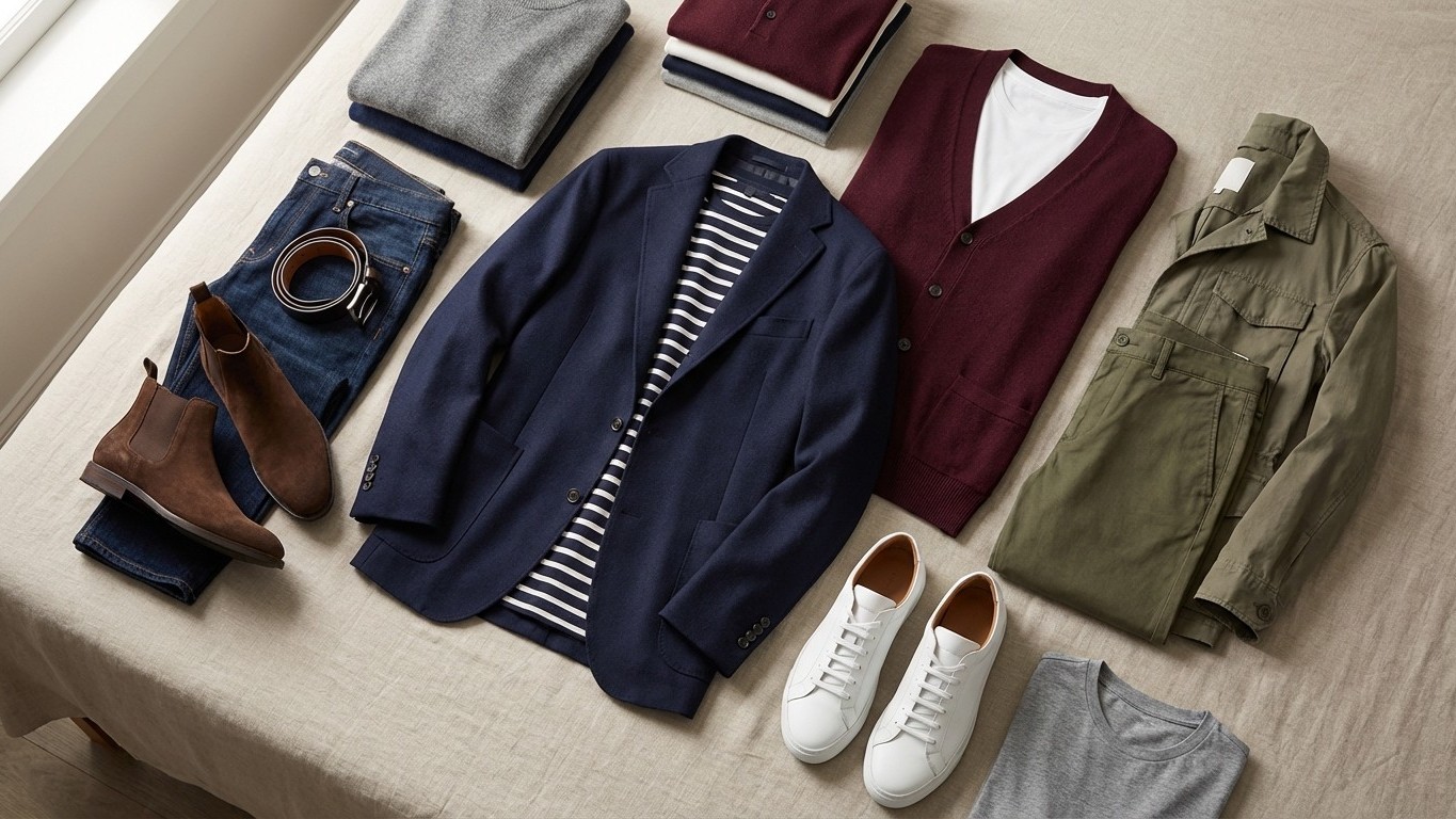 Capsule wardrobe homme automne : les indispensables de mi-saison (sans surcharger)
