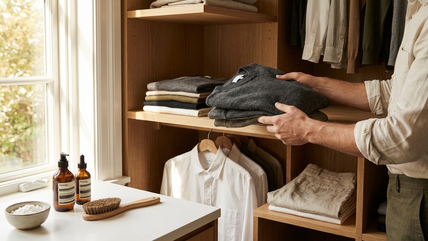 Entretien laine, coton et lin : prolonger la vie d’une capsule wardrobe homme