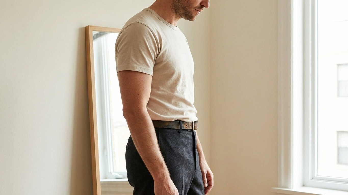 T-shirt rentré dans un pantalon taille haute : cette ligne de 2 cm que la plupart des hommes placent trop bas