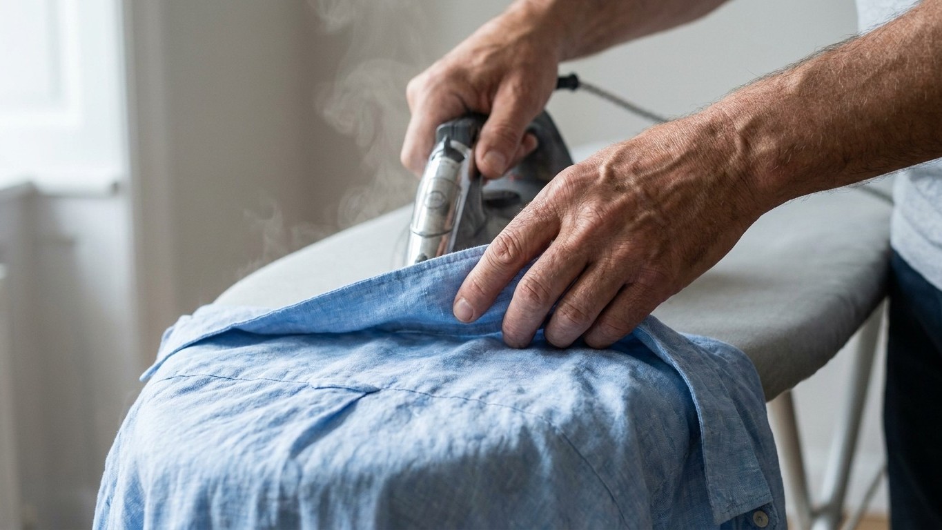 « Jamais quand c'est sec » : depuis qu'un repasseur m'a corrigé ce réflexe, mes chemises en lin ne marquent plus au col