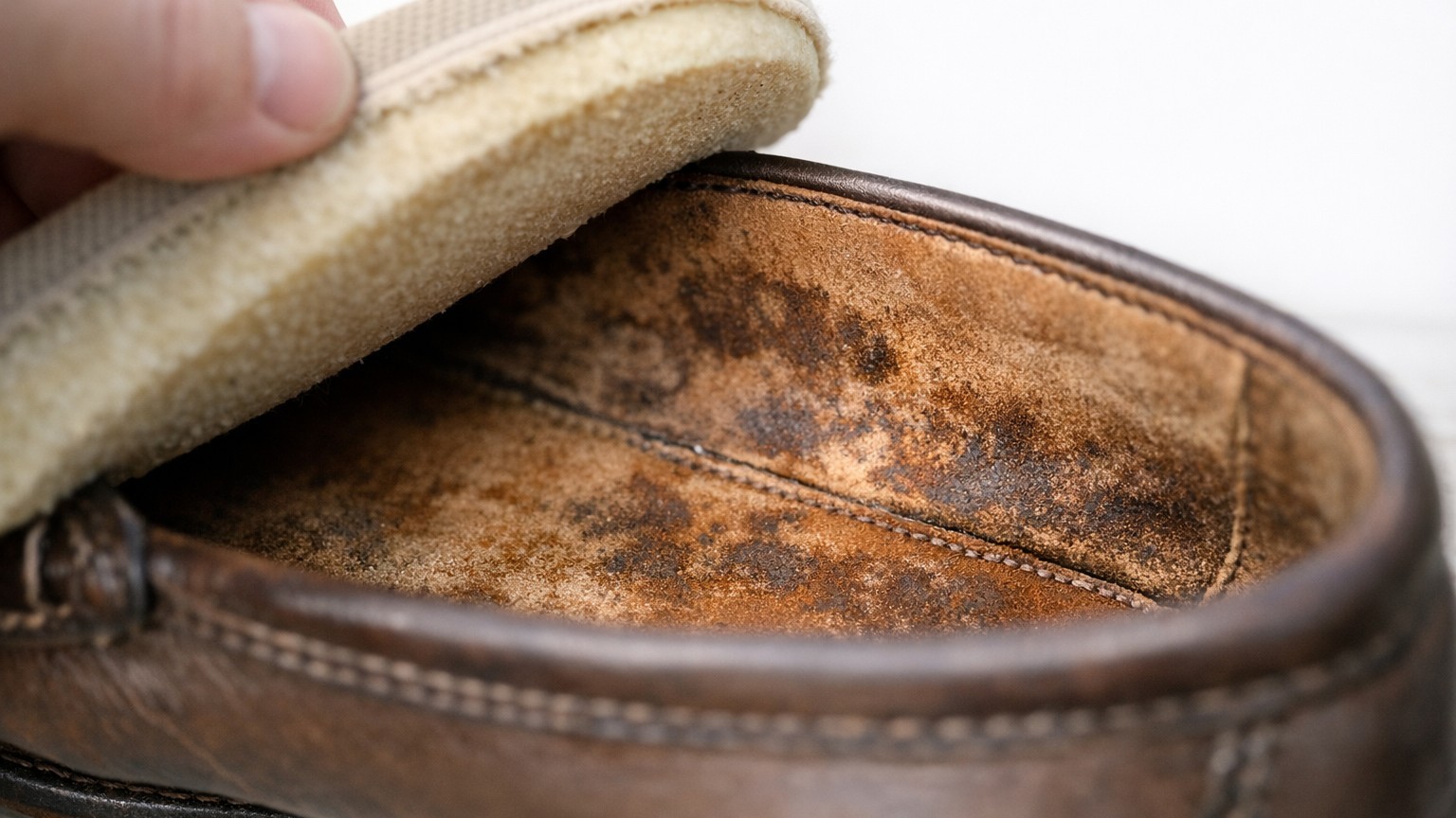 J'ai porté mes mocassins pieds nus tout l'été : en retirant la semelle en septembre, j'ai vu ce qui s'était incrusté dans ...