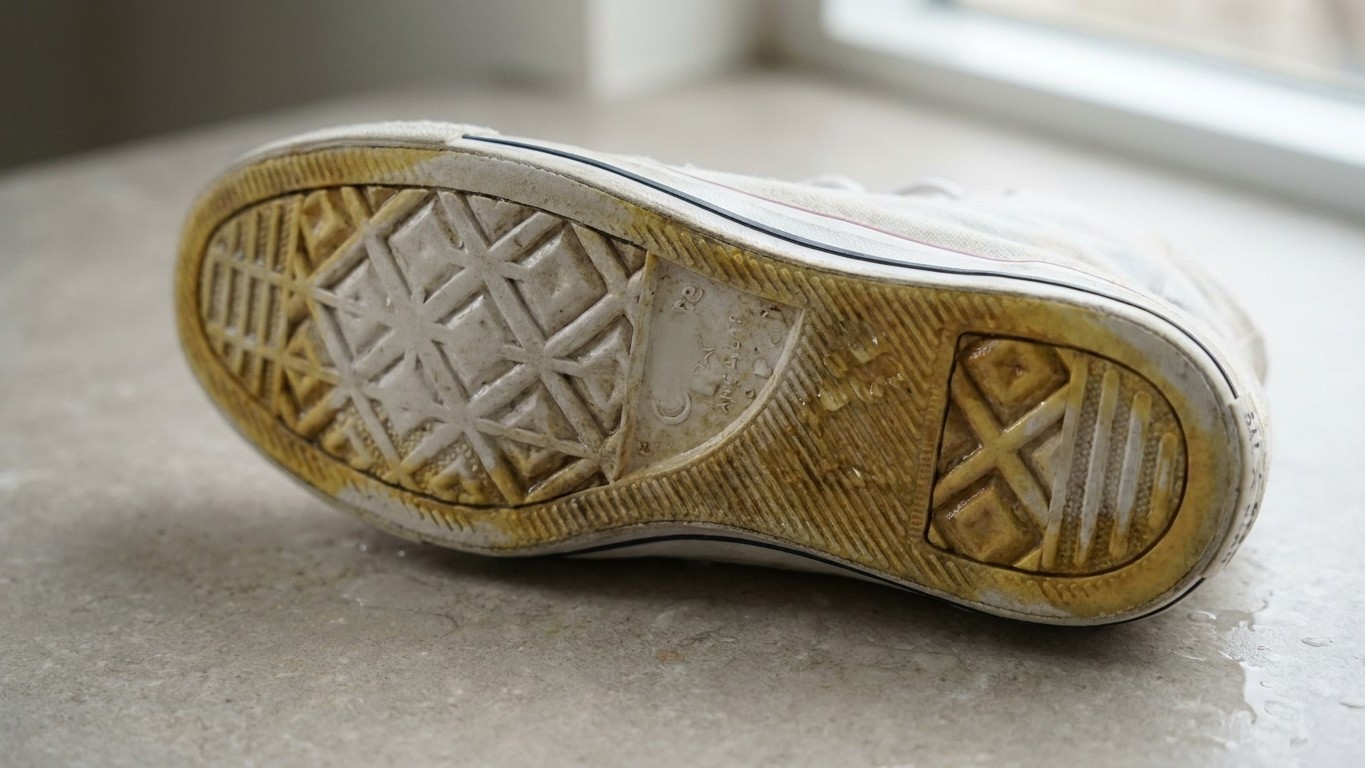 Je faisais sécher mes baskets blanches en plein soleil pour aller plus vite : quand j'ai vu la toile au bout de quelques h...