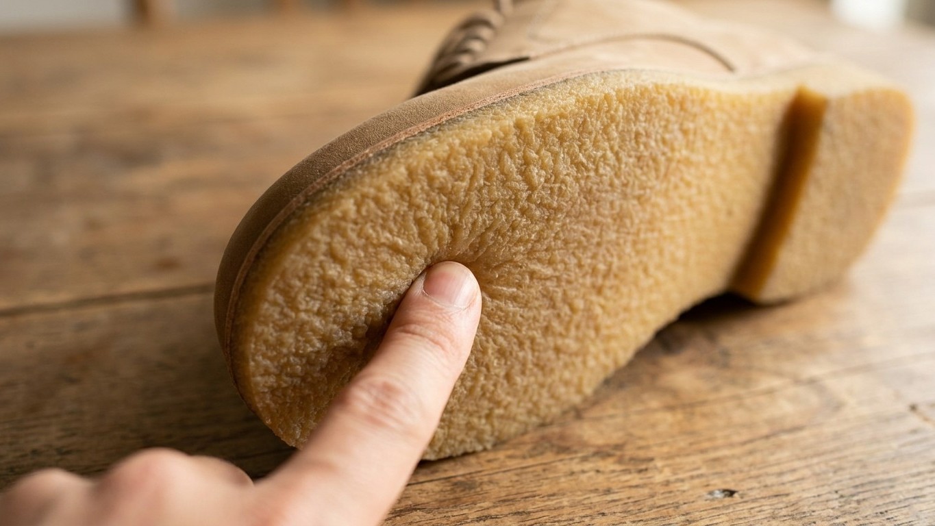 Appuyez l'ongle sur la semelle en crêpe de vos derbies après une marche au soleil : c'est le test que les cordonniers font...