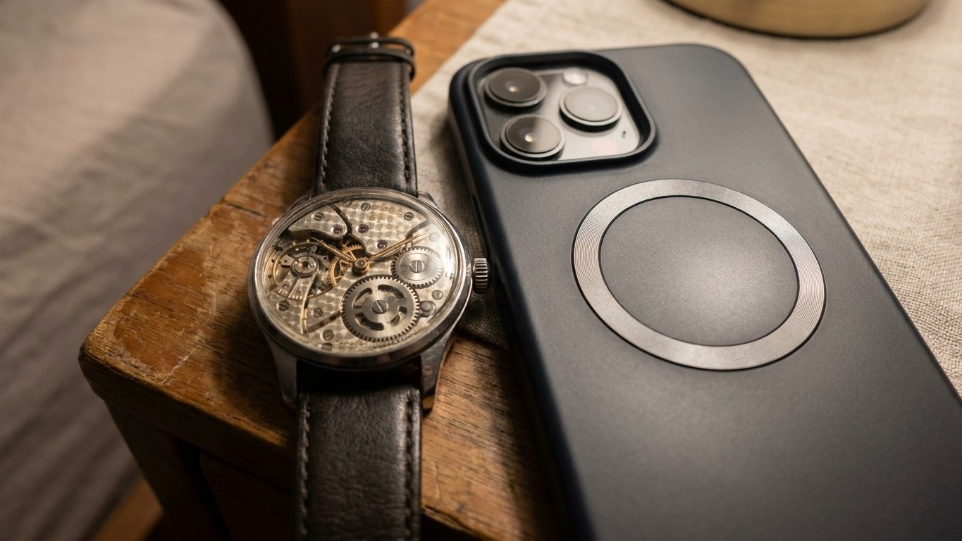 J'ai posé ma montre mécanique sur la coque aimantée de mon téléphone chaque soir juste pour la retrouver au réveil : au bo...