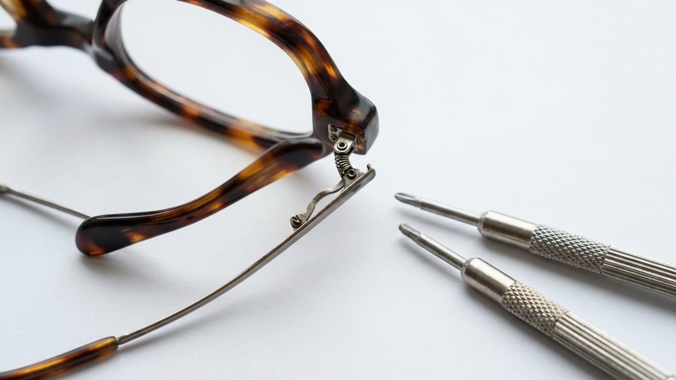 Je serrais la vis de mes lunettes à fond avec un mini-tournevis sans y penser : quand la branche s'est mise à pendre, il é...