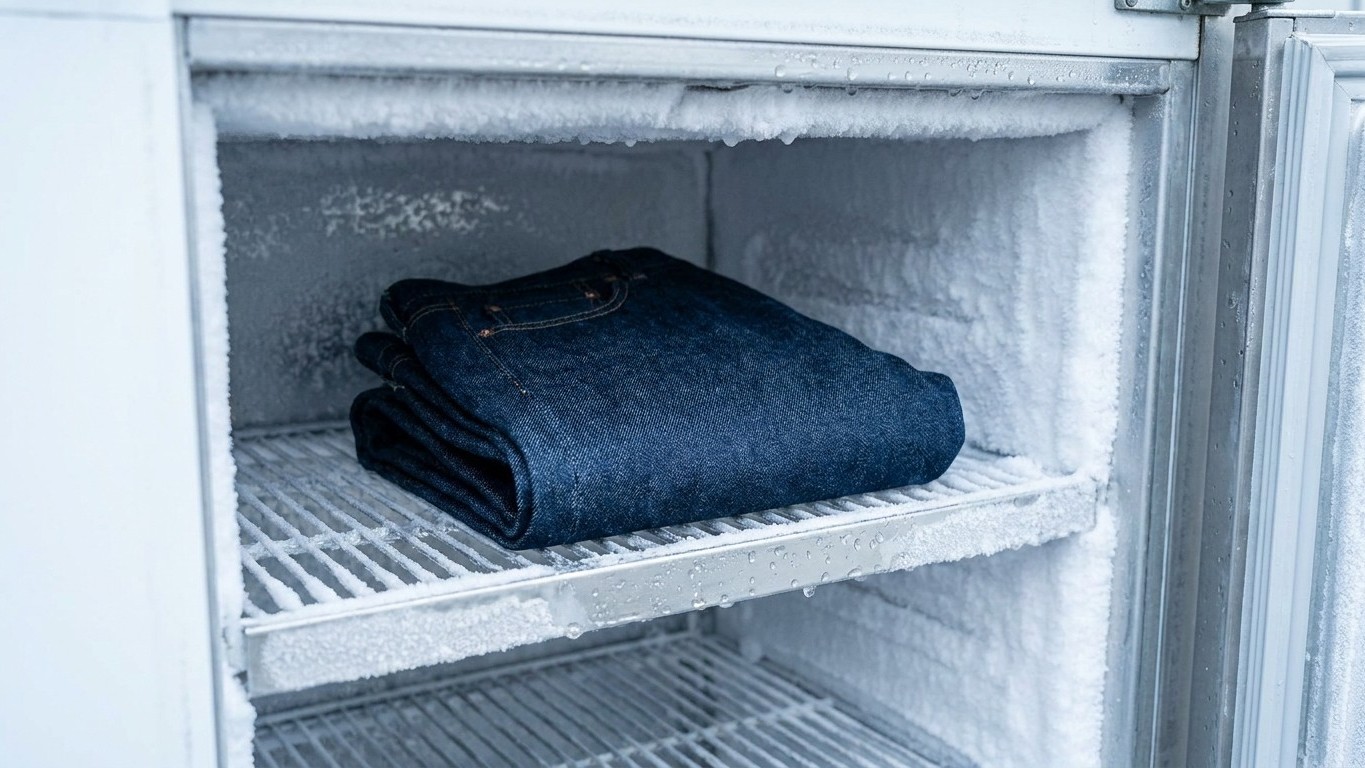 On s'obstine tous à glisser son jean brut une nuit au congélateur pour ne pas le laver, alors que le froid ne fait que met...