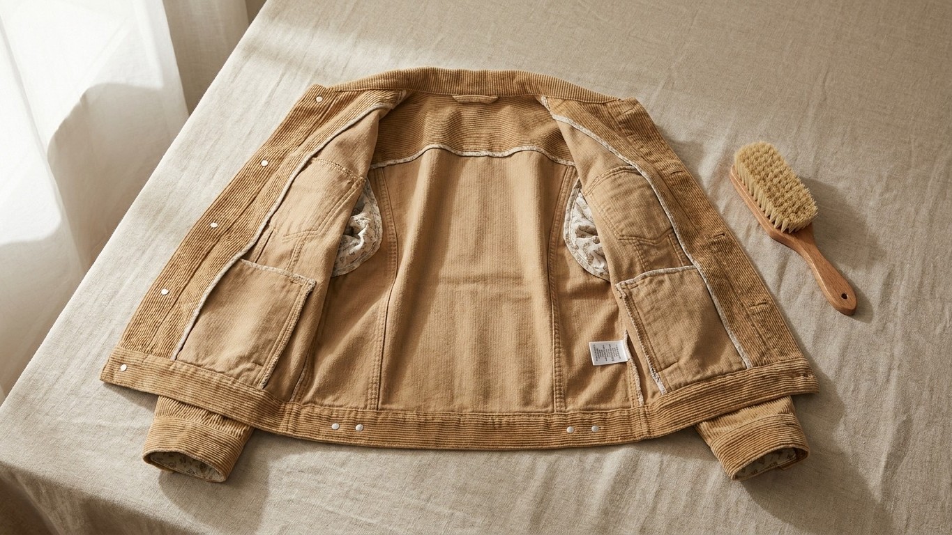 Un tailleur ne lave jamais un velours côtelé à l'endroit : ce qu'il fait avant de fermer le tambour garde le lustré pendan...