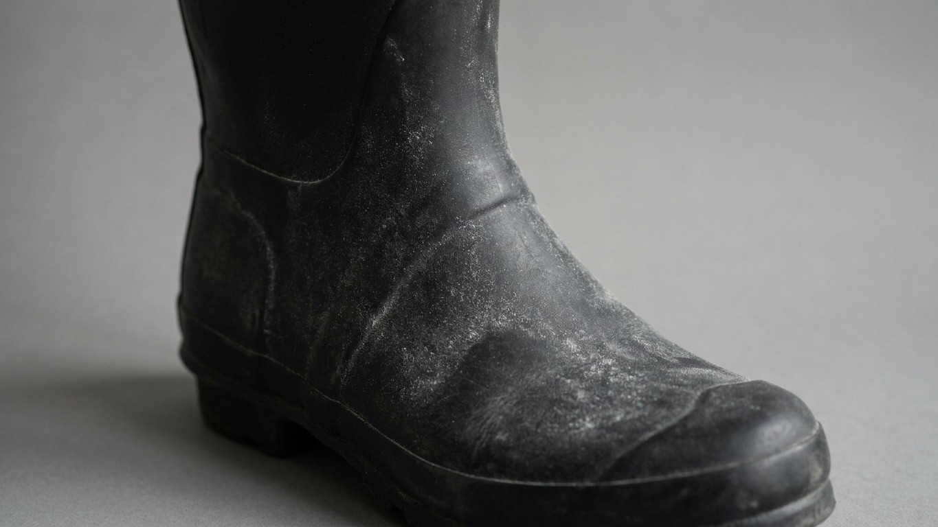 J'ai passé de l'alcool à brûler sur mes bottes en caoutchouc juste pour effacer ce voile blanc : à la première pluie, ce n...