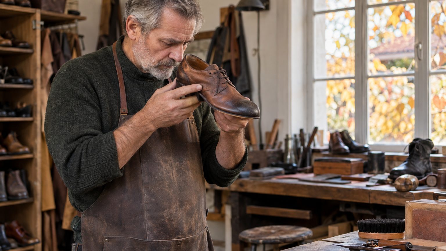 J'ai passé un coup d'huile d'olive sur mes souliers en cuir parce que ma grand-mère jurait que ça les nourrissait : trois ...