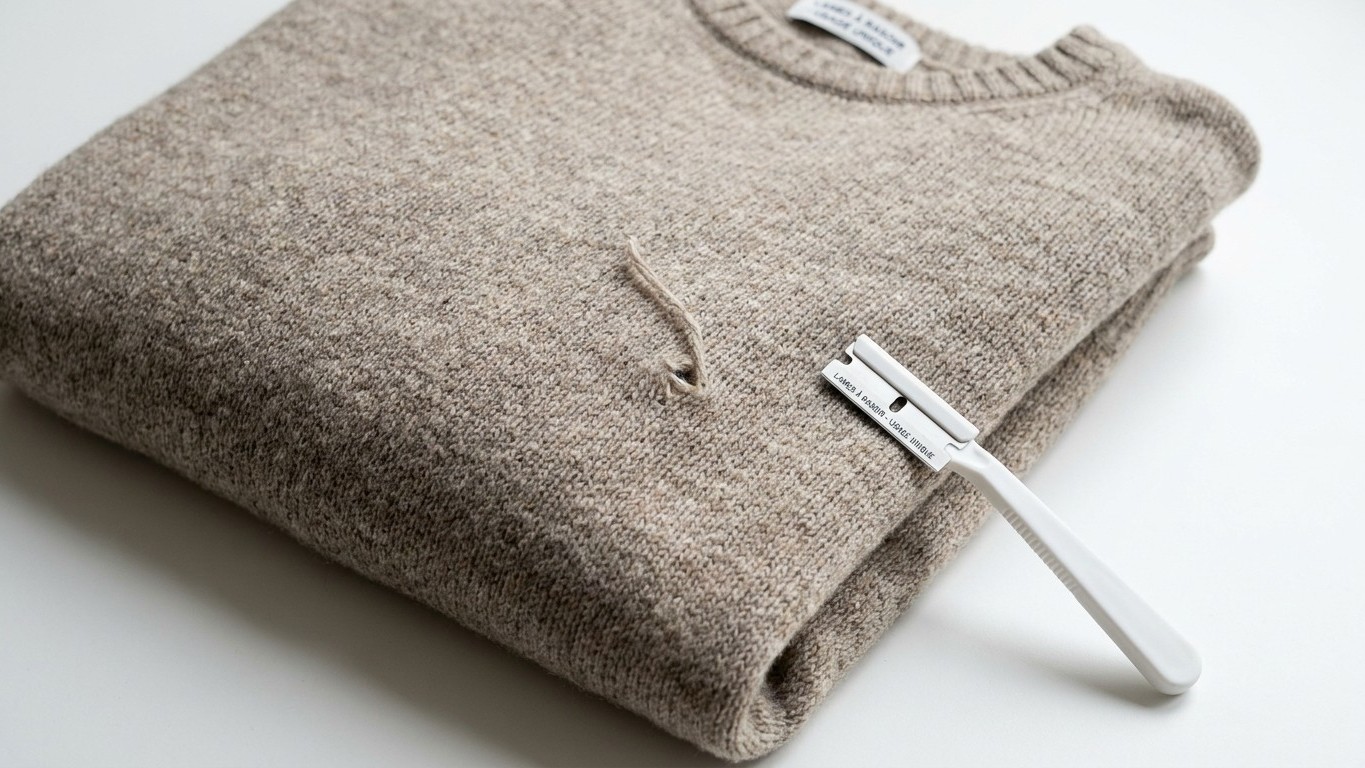 J'ai passé une lame de rasoir jetable sur les bouloches de mon pull en laine juste pour le rendre net : au deuxième porté,...