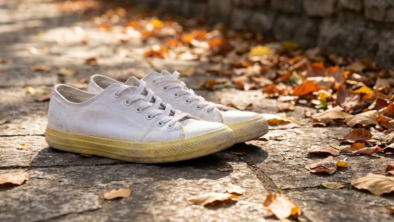 Je sortais mes baskets en toile blanche de la machine pour les faire sécher direct au soleil : le lendemain matin, j'ai co...