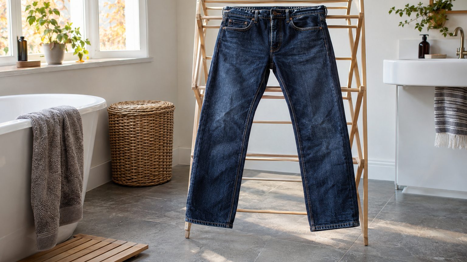 Premier lavage d'un jean brut : quand le faire, à quelle température et comment le sécher